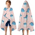 thumbnail image 3 of Pink Cartoon Dinosaurs Eggs Pattern Hooded Bath Towel，50"x30" for Ages 3 To 12 Kids, Quick Dry Lightweight Soft Microfiber Hood Beach Towel Cover Up for Kids, 3 of 7