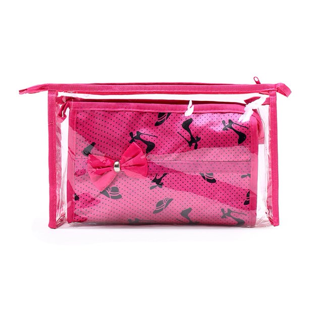 2 unids/set bolsa de cosméticos de maquillaje de almacenamiento de plástico transparente reutilizable para niñas y mujeres (2 #)