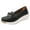 Black, variant on Black Womens Loafers Summer Slip On Thick Sole Lightweight Non-Slip Bean Shoes Fashion Casual Soft Sole Breathable Comfortable Daily Wear Flat Shoes Size 37