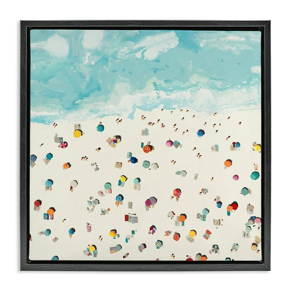 Stupell Industries Abstract People on Beach Nature Painting Black Floater Framed Canvas Art Print Wall Art, 18 x 18