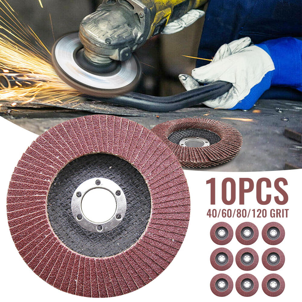 10pcs 115mm Flap Wheels Grinding Sanding Discs 40/60/80/120 Grits Angle Grinder 