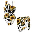 thumbnail image 3 of Xoenoiee Cow Sunflower Print Girls Swimsuits Halter One Piece Bathing Suit with Cover Up Skirt Adjustable Strap Teen Girl Swimsuit Swimwear Set, 7-8 Years, 3 of 7