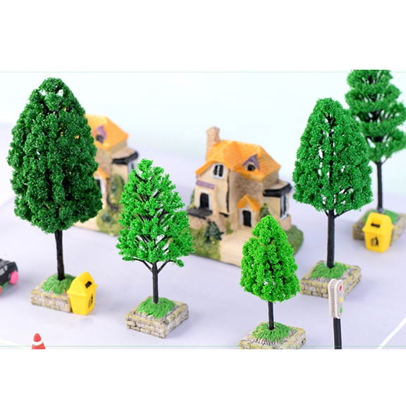 ibasenice Vivid Green Scenery Model Trees, Essential for Indoor Micro Landscaping, 10Pcs