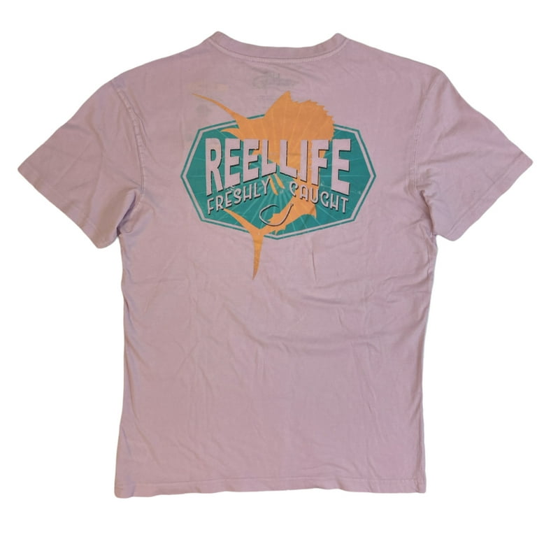 Reel Life Men's Ocean Washed Short Sleeve Soft Pre-Shrunk Tee (Winsome  Orchid, L)