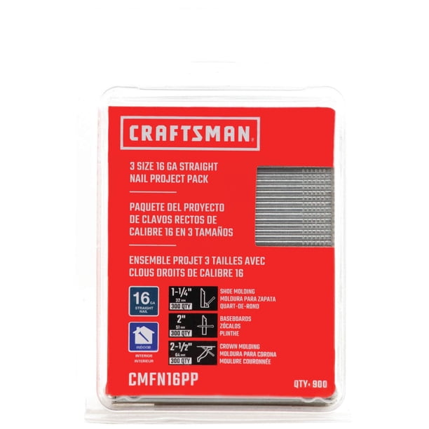 Paquete de proyectos Finish Nails Craftsman 16GA Straight