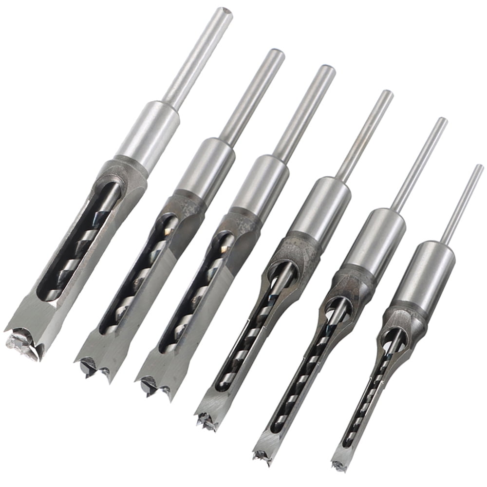 waltyotur 6PCS Square Hole Mortise Chisel Drill Bit Tools 1/4" 5/16" 3/8" 1/2" 9/16" 5/8"
