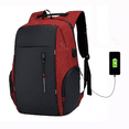 thumbnail image 3 of Mochila Para Laptop Con Puerto Y Cable Usb Negro con Rojo, 3 of 4