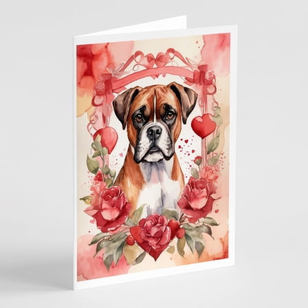 Boxer Valentine Roses Greeting Cards Pack of 8 7 in x 5 in