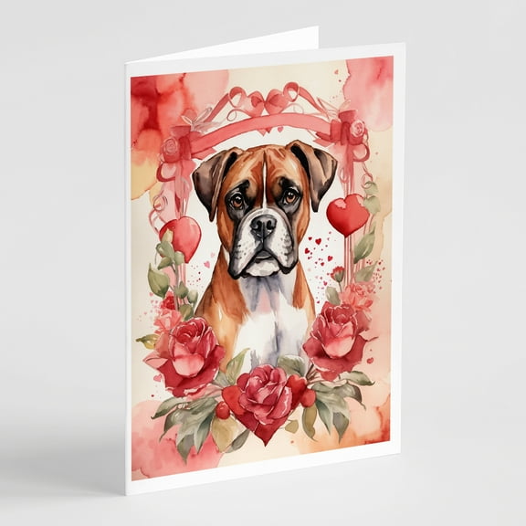 Boxer Valentine Roses Greeting Cards Pack of 8 7 in x 5 in