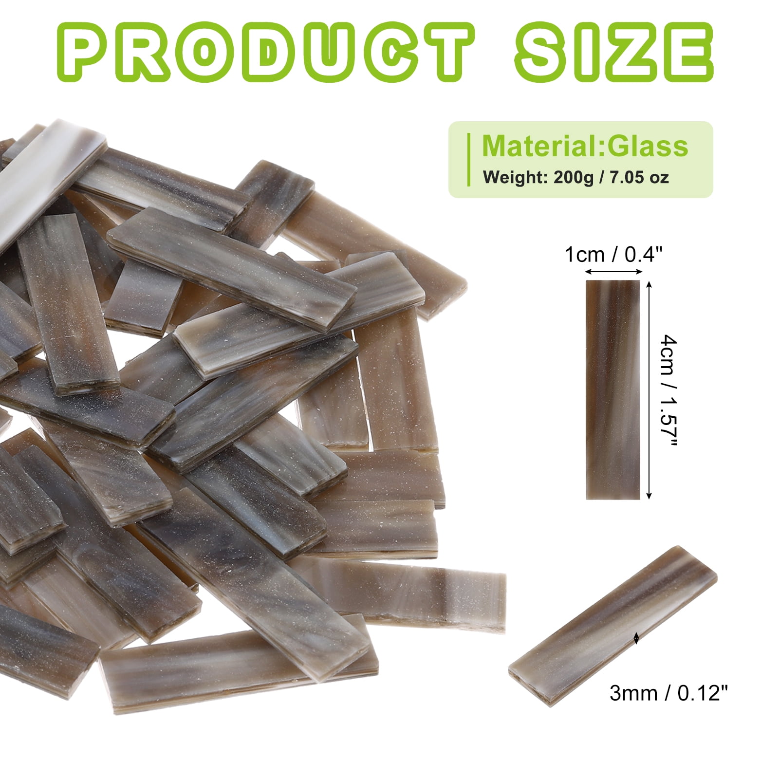 Stained Glass Strip, Brown Mosaic Tiles 200g/7.05 oz
