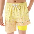 thumbnail image 3 of FASHOFT Blue Ice Cream Boys Swim Trunks with Compression Liner Baby Toddler Kids Swimwear Summer Beach Board Shorts Yellow2 5-6 Years, 3 of 5