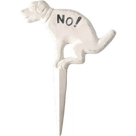 "No Pooping" Yard Sign - Cast Iron, Antique White