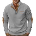 thumbnail image 2 of Leesechin Men's Quarter-Zip Sweater Pure Cotton Mock Neck Knit Long Sleeve Pullover Sweater, 2 of 6