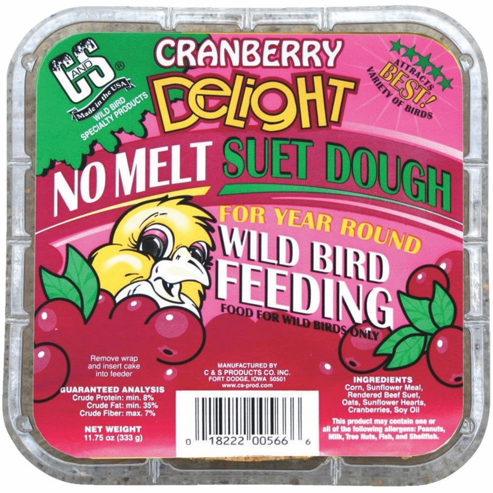 C & S Products Cranberry Delight Suet Bird Food - Wild Bird Attractant - 11.75 oz