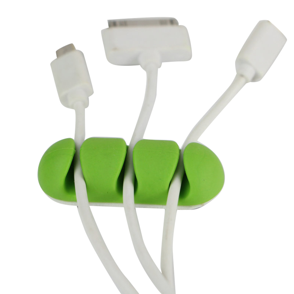 HEVIRGO 3 Holes Adhesive Data Cable Charging Wire Holder Wall Desktop