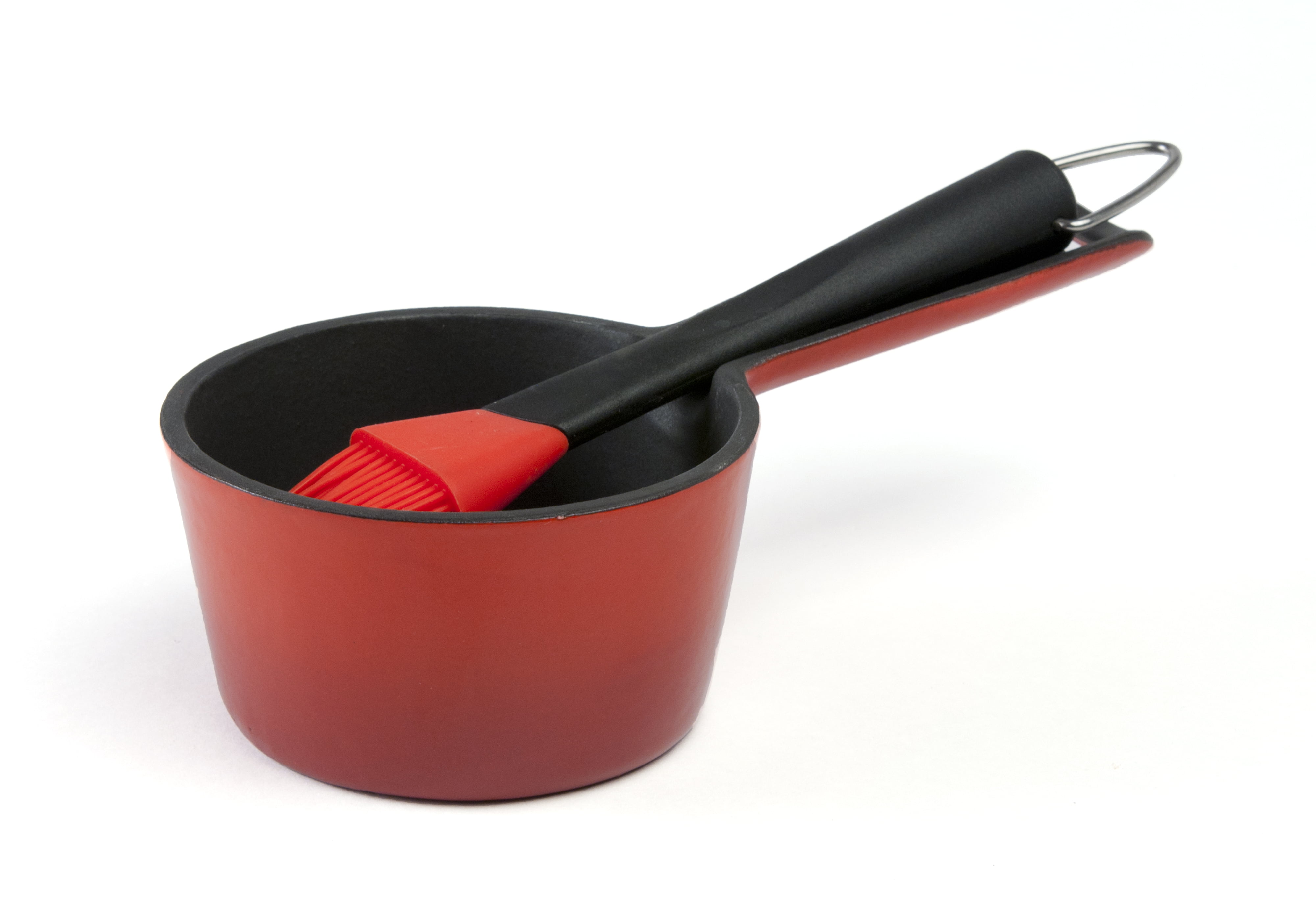 Charcoal Companion CC5099 Cast Iron Sauce Pan with Silicone Head Basting Brush