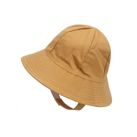 

YWDJ Toddler Kids Solid Color Outdoor Kids UV-proof Sun Beach Cap Fisherman Hat Yellow S