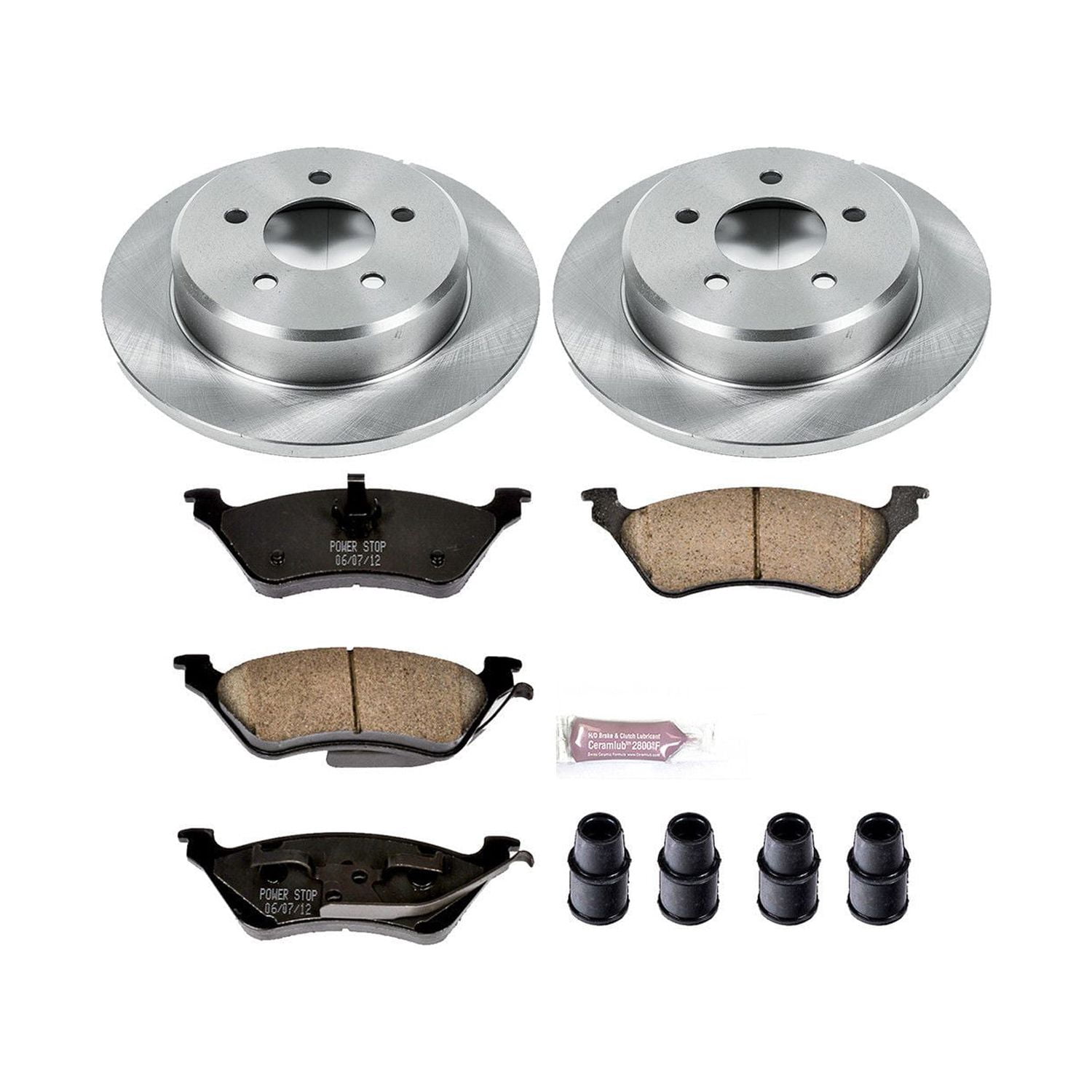Power Stop Rear Stock Replacement Brake Pad and Rotor Kit KOE5248 Fits 2005 Dodge Grand Caravan