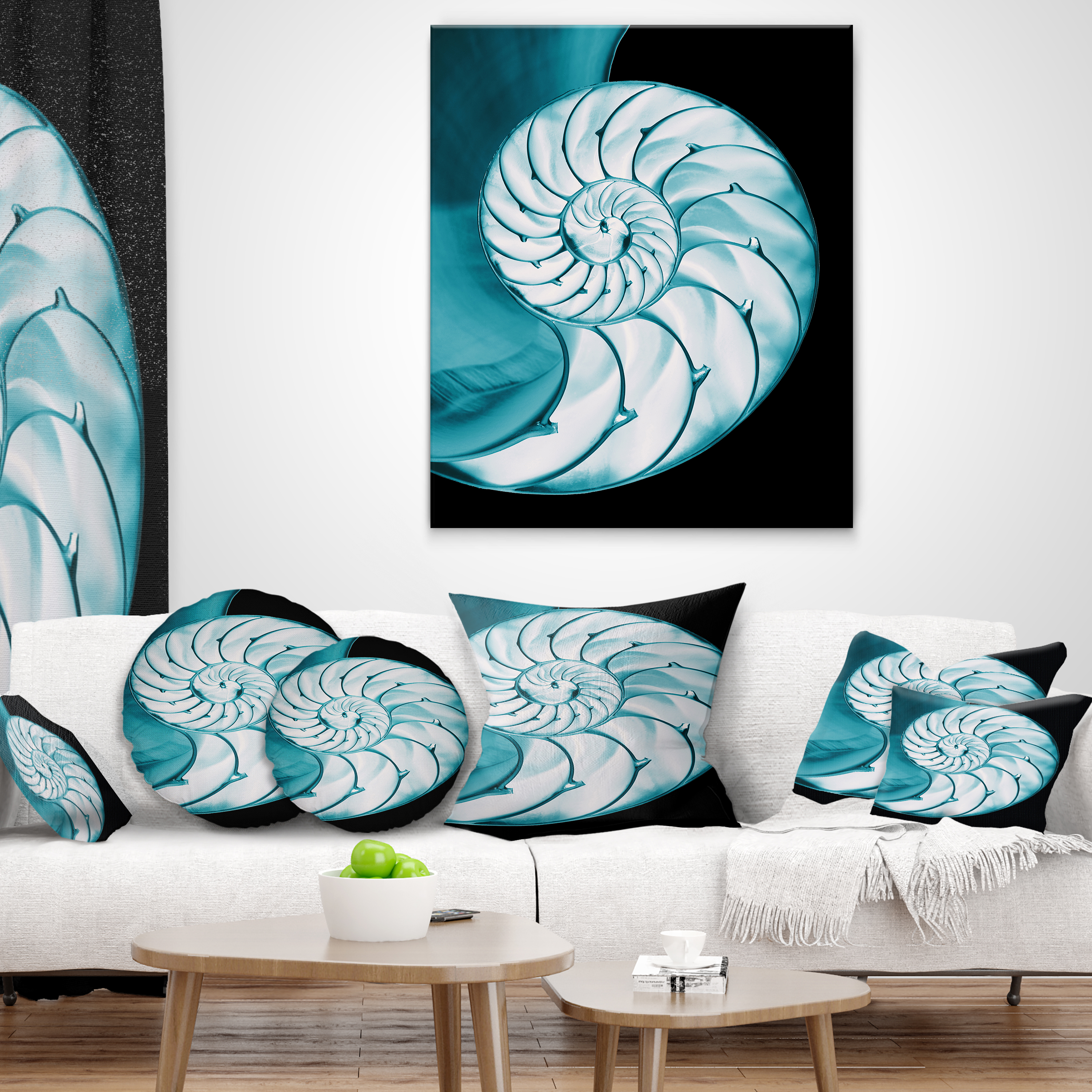 Designart Chambered Nautilus Shell - Contemporary Throw Pillow - 12x20