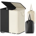 thumbnail image 1 of Cesto de ropa Lifewit doble con tapa y 2 bolsas de 136 L, color blanco y negro, 1 of 6