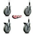 thumbnail image 2 of 6 Inch Gray Poly Wheel Swivel 1 Inch Expanding Stem Caster Set 2 Brakes SCC, 2 of 2