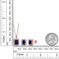 thumbnail image 3 of 18K Rose Gold Plated Silver Blue Created Sapphire Pendant and Earrings Jewelry Set for Women | 6.46 Cttw | Emerald Cut 9X7MM and 8X6MM | Gemstone September Birthstone | with 18 inch Silver Chain, 3 of 4