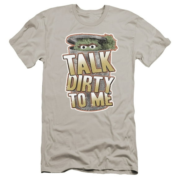 Sesame Street Talk Dirty To Me Premium Canvas Adult Slim Fit 30/1 T-Shirt Silver