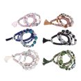 thumbnail image 4 of 18 pulseras de cuentas con diseño de borlas y cuerda elástica, apilables, de varias capas, para fiestas, viajes y salidas., 4 of 14