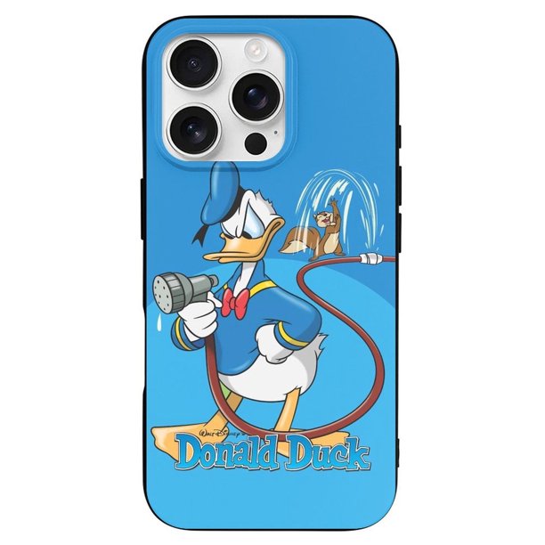 Funda de TPU del Pato Donald para iPhone 16 Pro: ultrafina, a prueba de golpes, antiamarilleo, resistente a arañazos, compatible con carga inalámbrica, agarre mejorado, estilo negro.