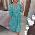 thumbnail image 2 of Boho Dresses for Women, Women's Short Sleeve Casual Floral Print V Neck High Waist Maxi Dress Beach Sundress for Women, 2 of 4