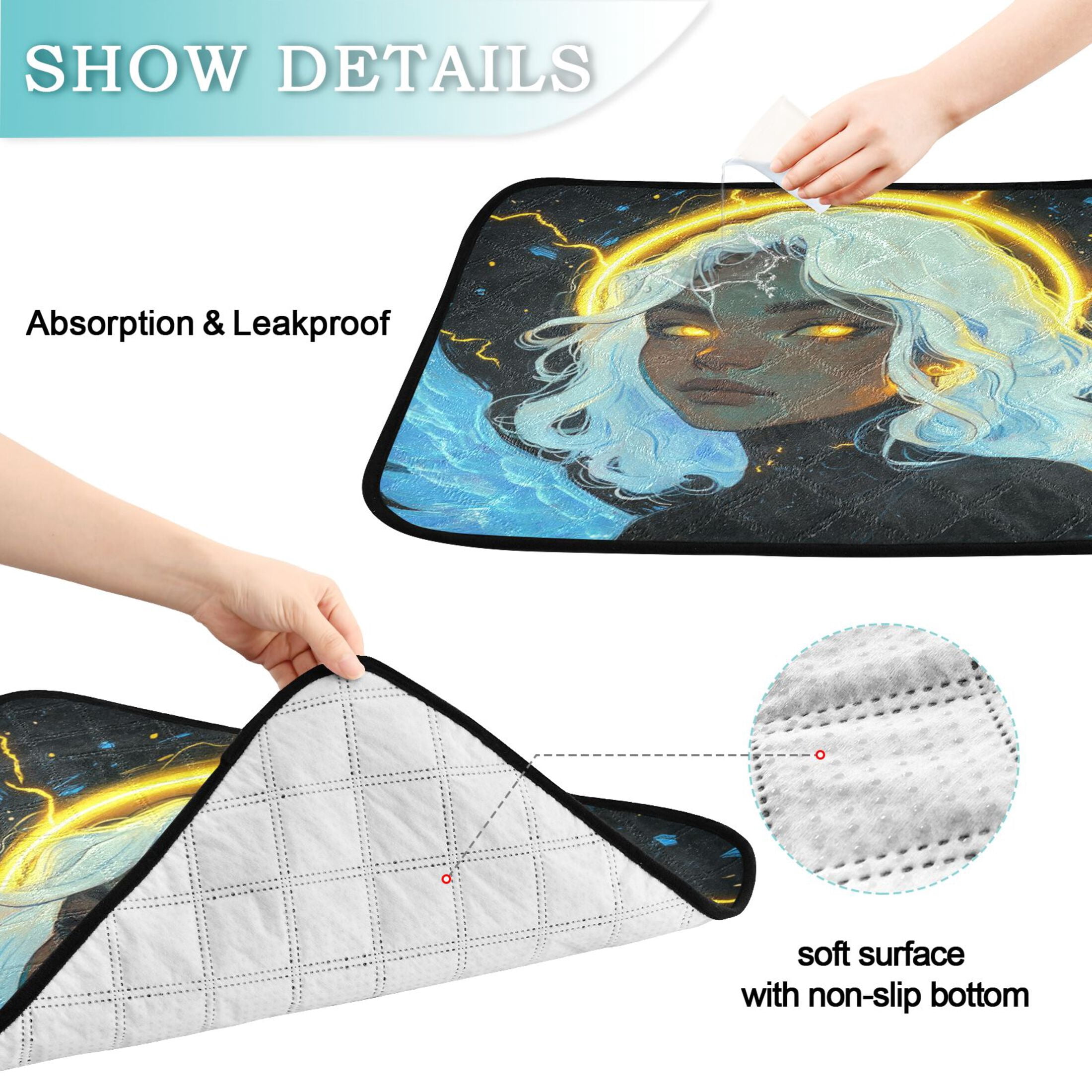 Qxltty An Angelic Figure with Wings Cat litter Pads Pet Set of 3 Diaper Mats Center Anti-leakage Layer Absorbent Soft and Comfortable