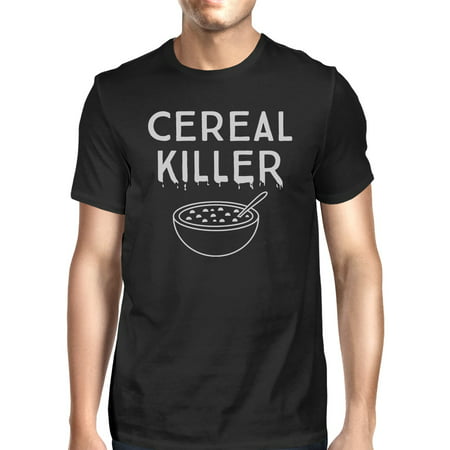 365 Printing Cereal Killer T-Shirt Mens Black Funny Graphic Halloween Tee Shirt