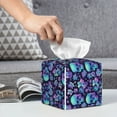 thumbnail image 3 of Honeii 's Blue Flower Skull for Leather Square Tissue Box Cover Holder: A Stylish Organizer for Tabletops, Bathrooms, Cars & Offices, 3 of 5