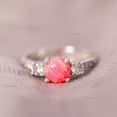 thumbnail image 2 of Sparkling Pink Fire Opal and Diamonds Ring, Big Opal Gamstone Ring, 925 Starling Silver Ring, Annivarsery Ring, Handmade Jewelry, Gift For Her., 2 of 5
