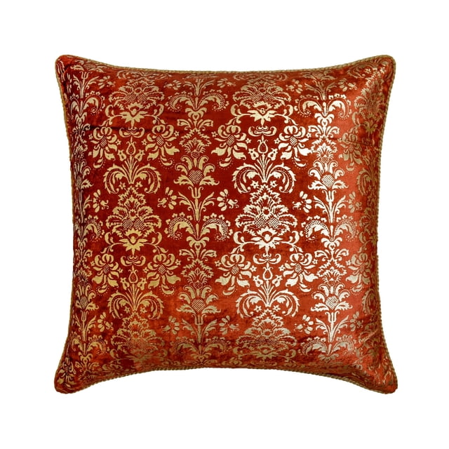 Fundas decorativas para cojines de terciopelo dorado de 30 x 30 cm (12 x 12 pulgadas) en color óxido, para sofá, con estampado damasco moderno - Rust Festive