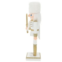 HOOWIFFY Handcrafted White Wooden Nutcracker Soldier Figurine for Holiday Table Decor and Fireplace Decoration
