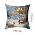 thumbnail image 3 of Hometravel American Style Christmas Pillow, Snow Scene Linen Cushion Cover, Holiday Themed Sofa Living Room Decor for Seasonal Home Decoration, 3 of 6