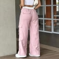 thumbnail image 5 of LEBONYARD Wide Leg Pants Woman,Women Fashion Striped Print Casual Elastic Waist Long Pants with Pocket Pink XXL, 5 of 9