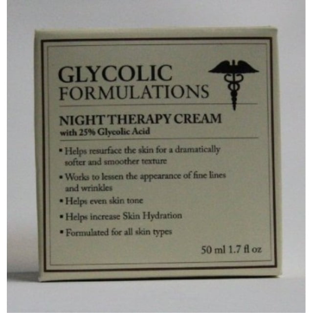 Glycolic Formulations Night Therapy Cream with 25 Percent Glycolic Acid 50ml 1.7oz