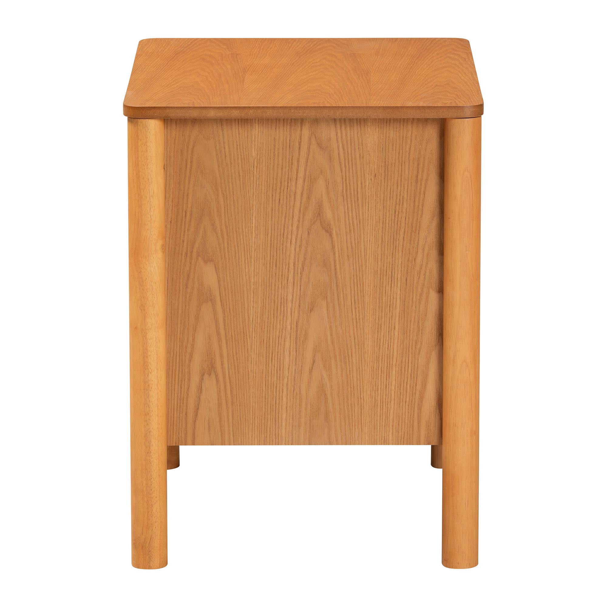 Baxton Studio Jenn Japandi Nightstand, 2-Drawer, Golden Brown