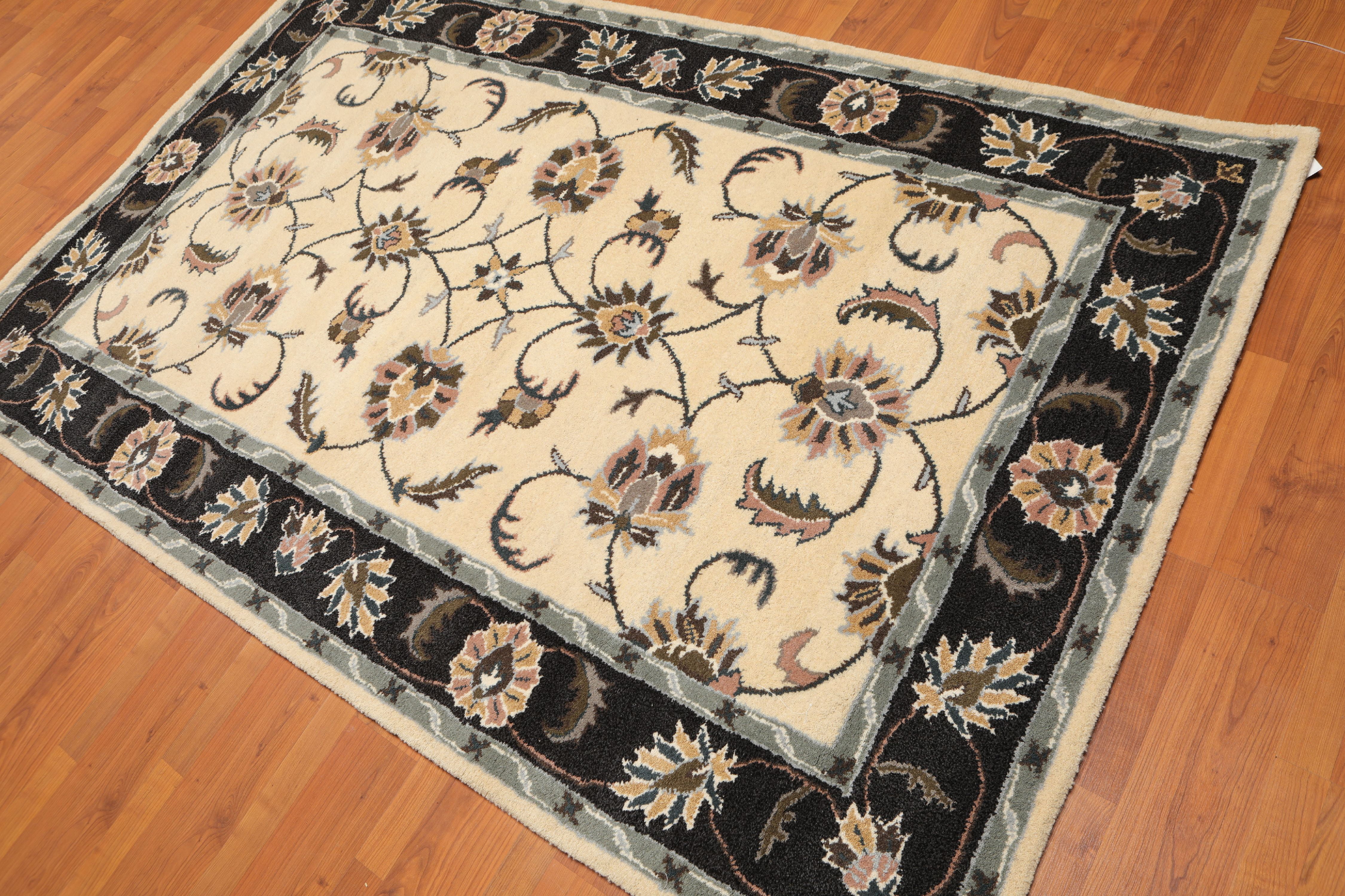 5'x8' Ivory Black Brown, Gold, Grey,Multi Color HandTufted Persian
