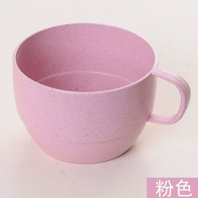 Zhuge Wheat Straw Plastic Coffee Cups Reusable Mugs with Handles, Unbreakable, Lightweight-2pcs,Pink