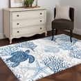 thumbnail image 4 of Rectangle Rug 4x6Ft, Ocean Sea Turtle Blue Coral Soft Non-Slip Washable Felt Carpet Pad, Sea Starfish Seahorse Area Rugs for Living Room Bedroom Kids Room, 4 of 9