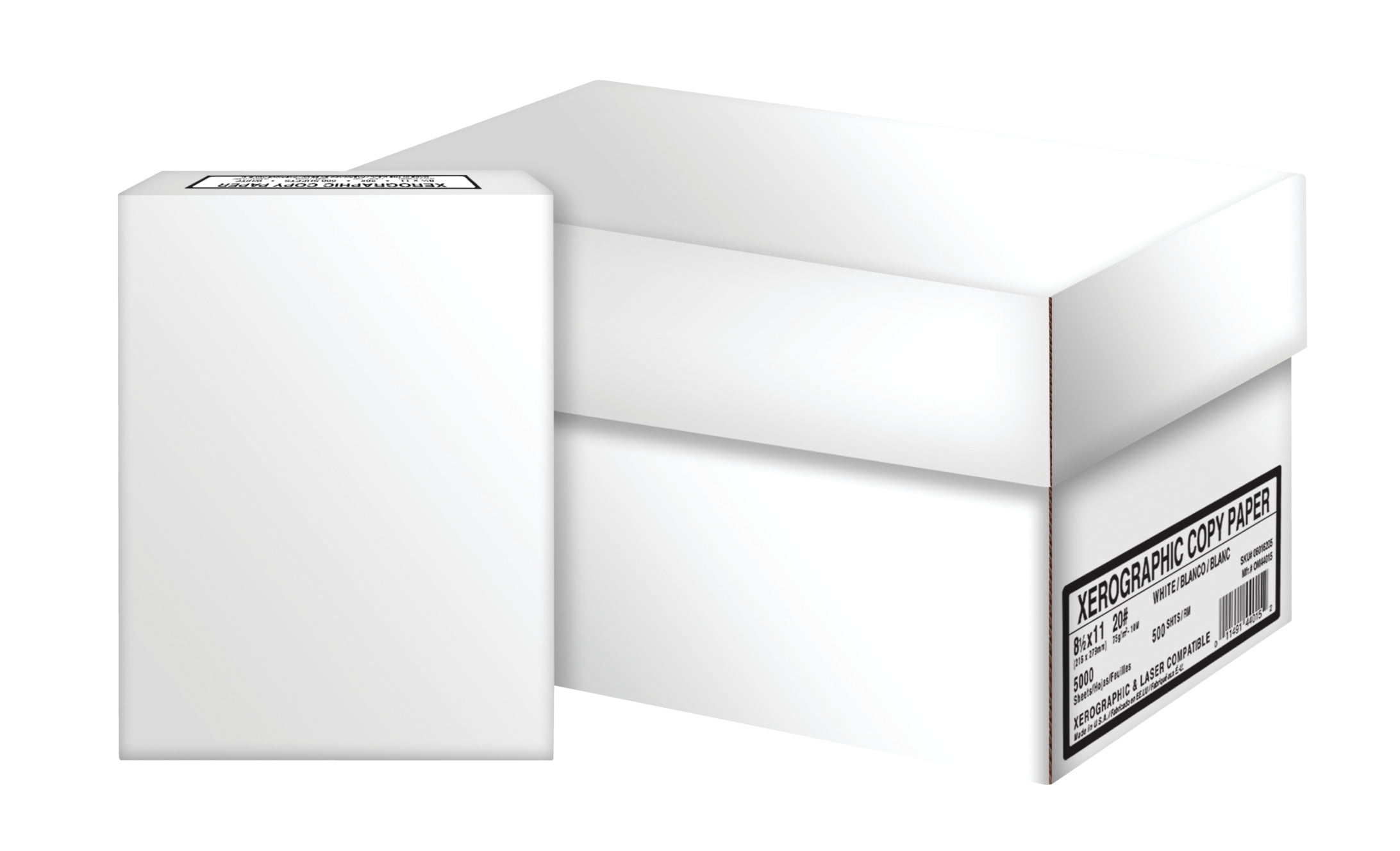 Xerographic Copy Paper 8.5" x 11" 92 Bright White 20 lb 10 Ream Case 5000 Sheets