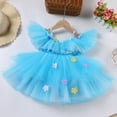 thumbnail image 2 of IBTOM CASTLE Toddler Baby Girls Birthday Party Dress Butterfly Embroidery Princess Tulle Tutu Wedding Pageant Evening Prom Ball Gown 5-6 Years Blue Flower, 2 of 8