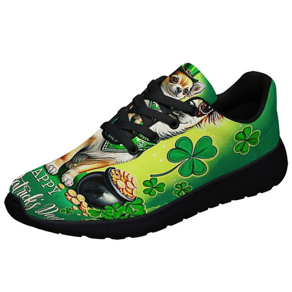 Chihuahua Dog St Patrick's Day Shoes Sneakers Black Size 3.5