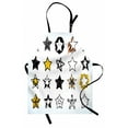thumbnail image 1 of Star Apron Sweet Sixteen Stars Hand Drawn Style Colorful Art Rock Punk Themed Teen Room Design, Unisex Kitchen Bib Apron with Adjustable Neck for Cooking Baking Gardening, Yellow White, by Ambesonne, 1 of 3