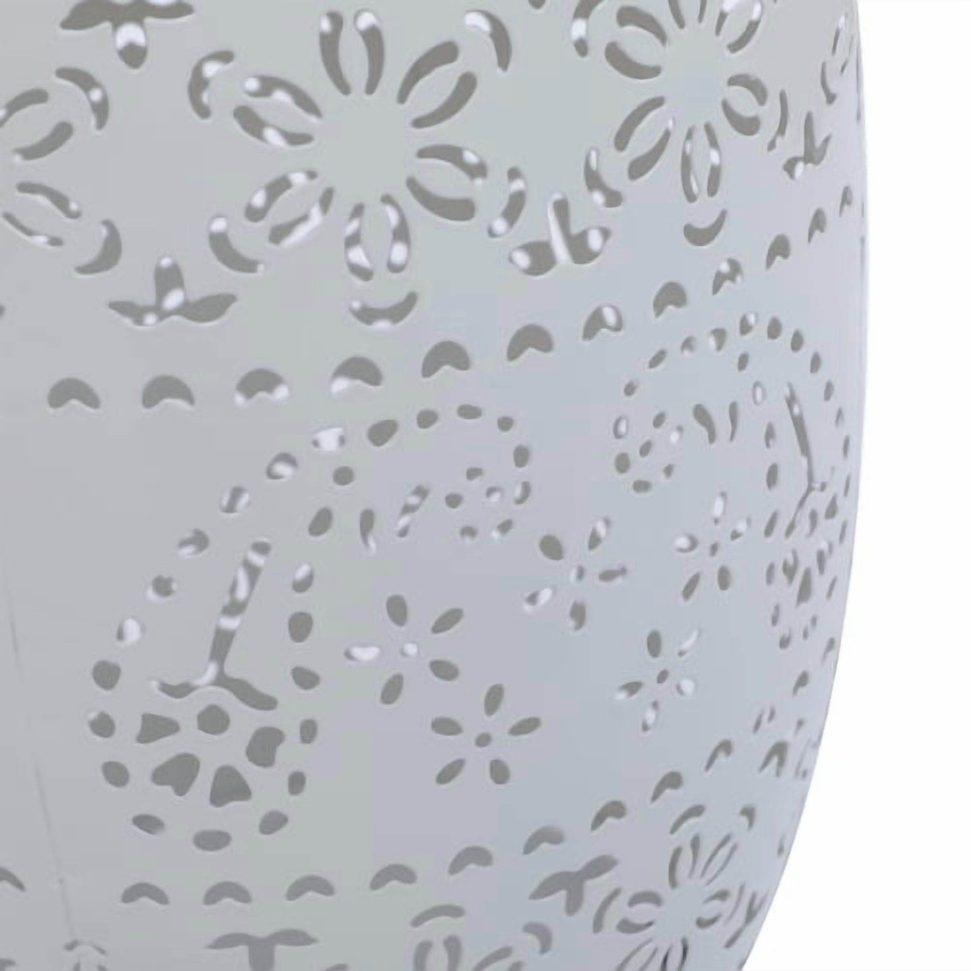 Solar Side Table, Outdoor Side Table with Built-In Solar Battery for Patio Garden Backyard, White