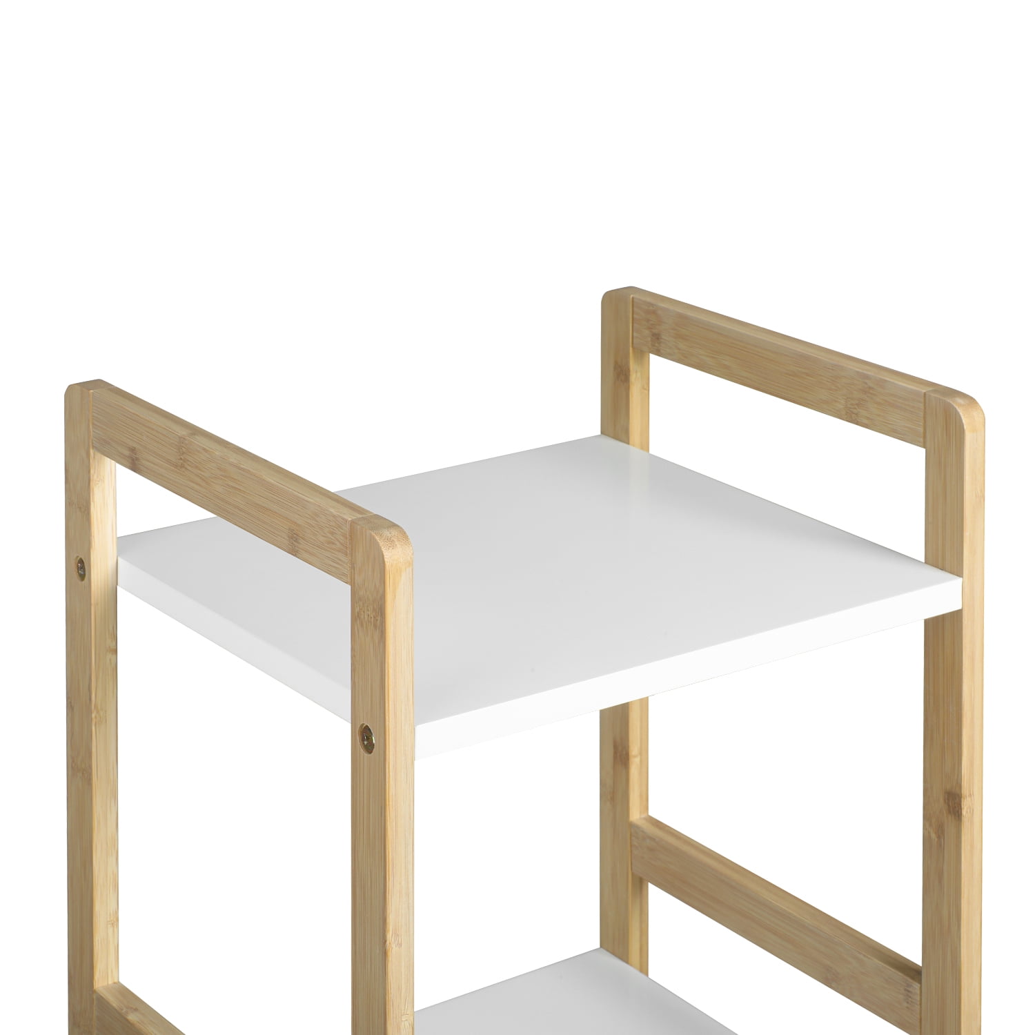 Kepooman 4 Tier Open Floor Shelves, Kitchen Floor Shelf for Living Room, Free Standing Rack Organization for Bedroom, White Kepooman 4 Tier Open Floor Shelves, Kitchen Floor Shelf for Living Room, Free Standing Rack Organization for Bedroom, White