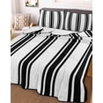 thumbnail image 3 of Quilts Twin Size Bedding Set, Black Striped Lightweight Quilted Comforter, Farmhouse Aesthetic Modern Stripes Soft Reversible Bedspread Coverlet with Pillow Covers for All Season, 68" x 86", 3 of 7